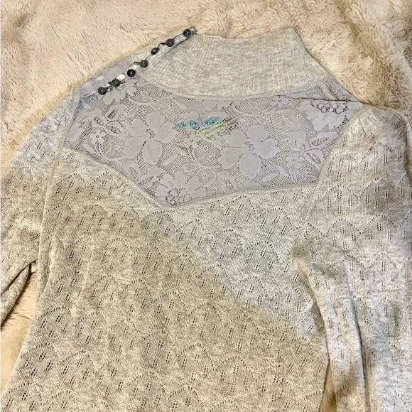 Free People Grey Lace Turtleneck - Picture 7 of 10
